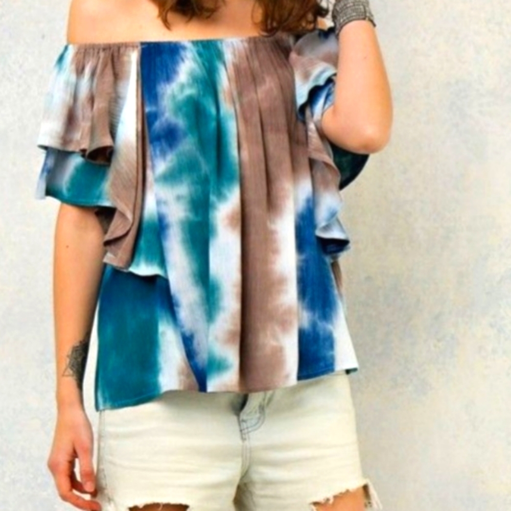 Woman's tiedye, off the shoulder Blouse, size S, Enco Brand